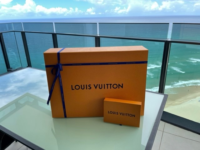 Louis Vuitton luxury handbag box.