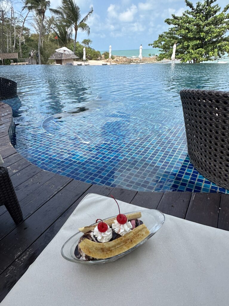 Banana Split by the pool at Ritz-Carlton