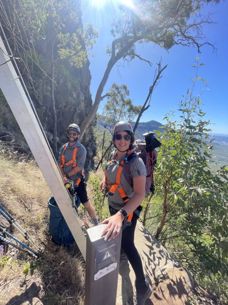 Kylie ready to climb the 16m ladder