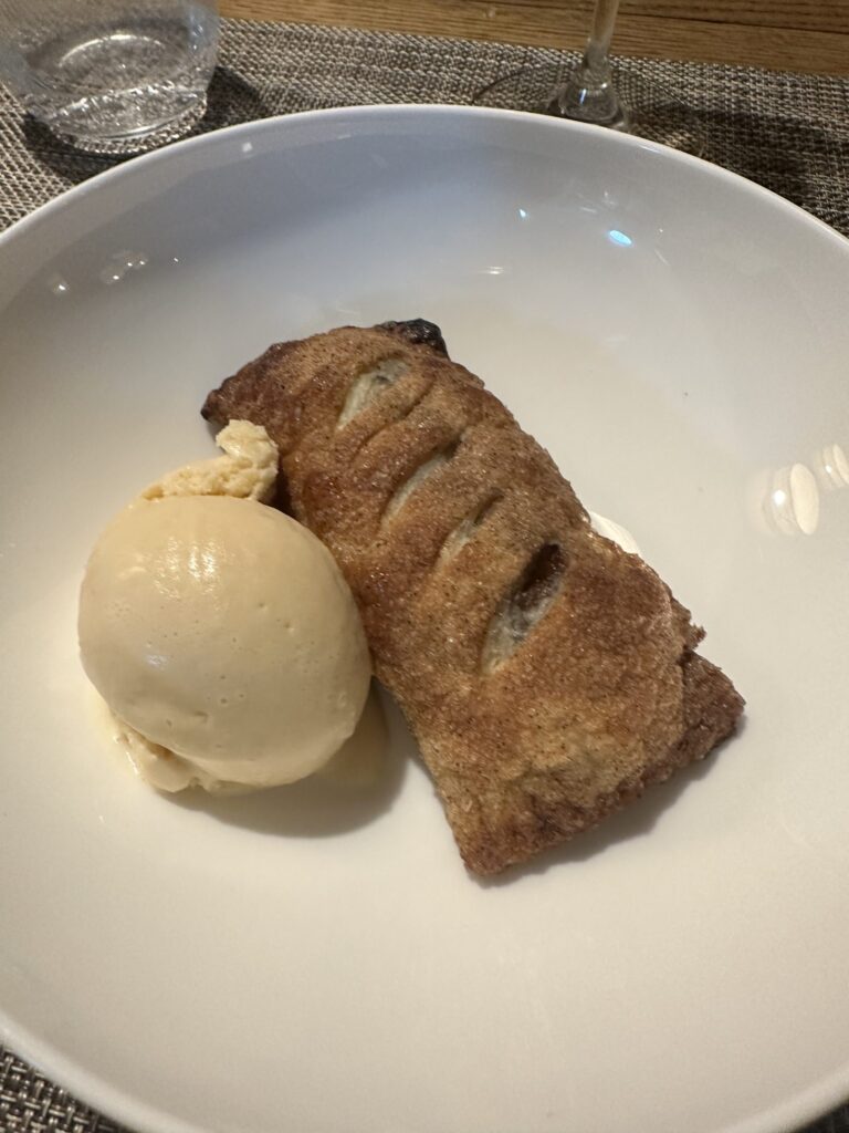 Housemade apple turnover with ice cream