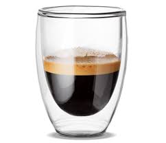 Espresso coffee in a clear glass