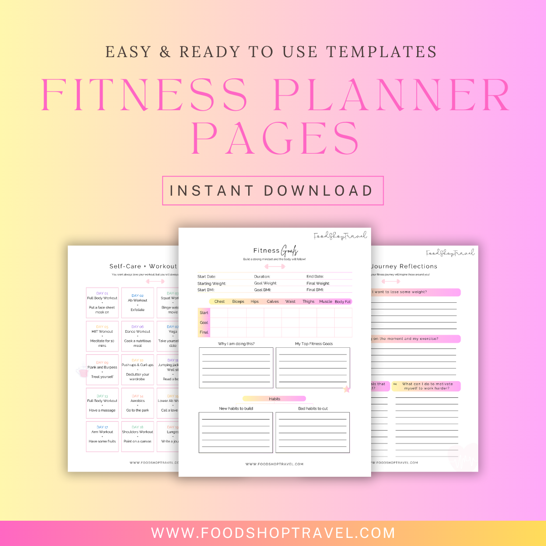 Fitness Planner Bundle Food Shop Travel
