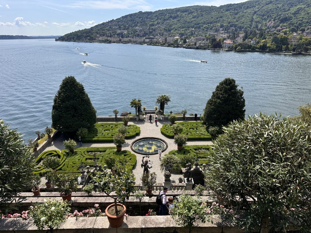 Looking down on the gardens