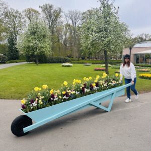 Me pretending to push a massive wheelbarrow
