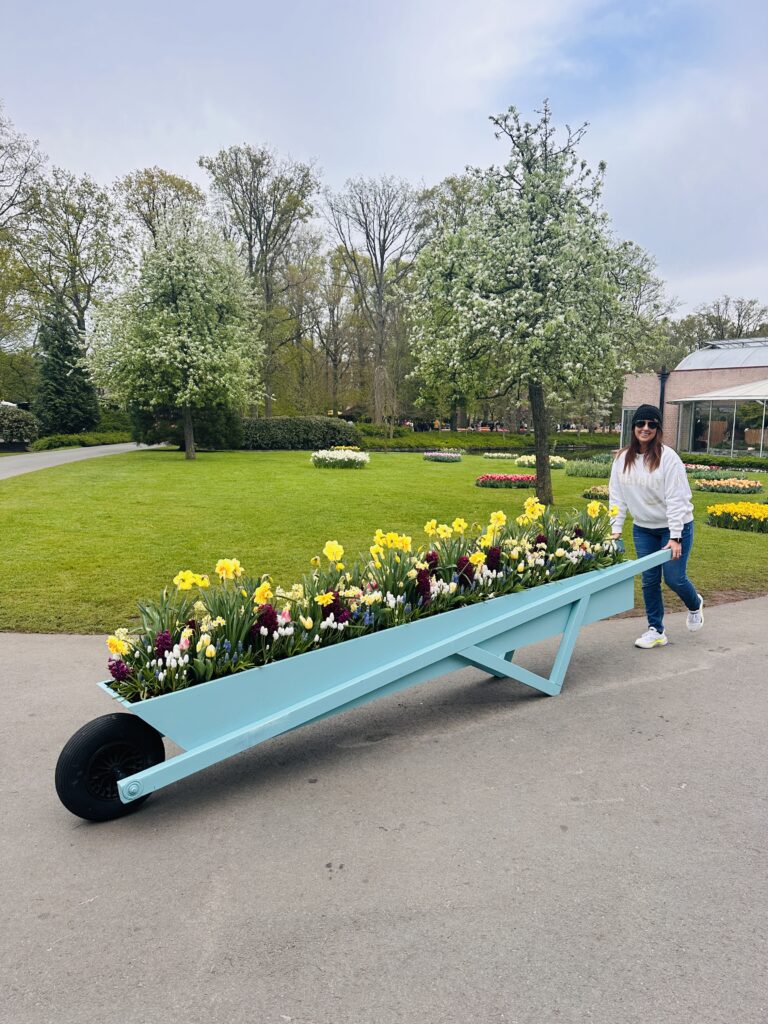 Me pretending to push a massive wheelbarrow